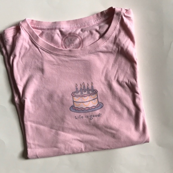 Life Is Good Tops - Pink Life is Good birthday tee